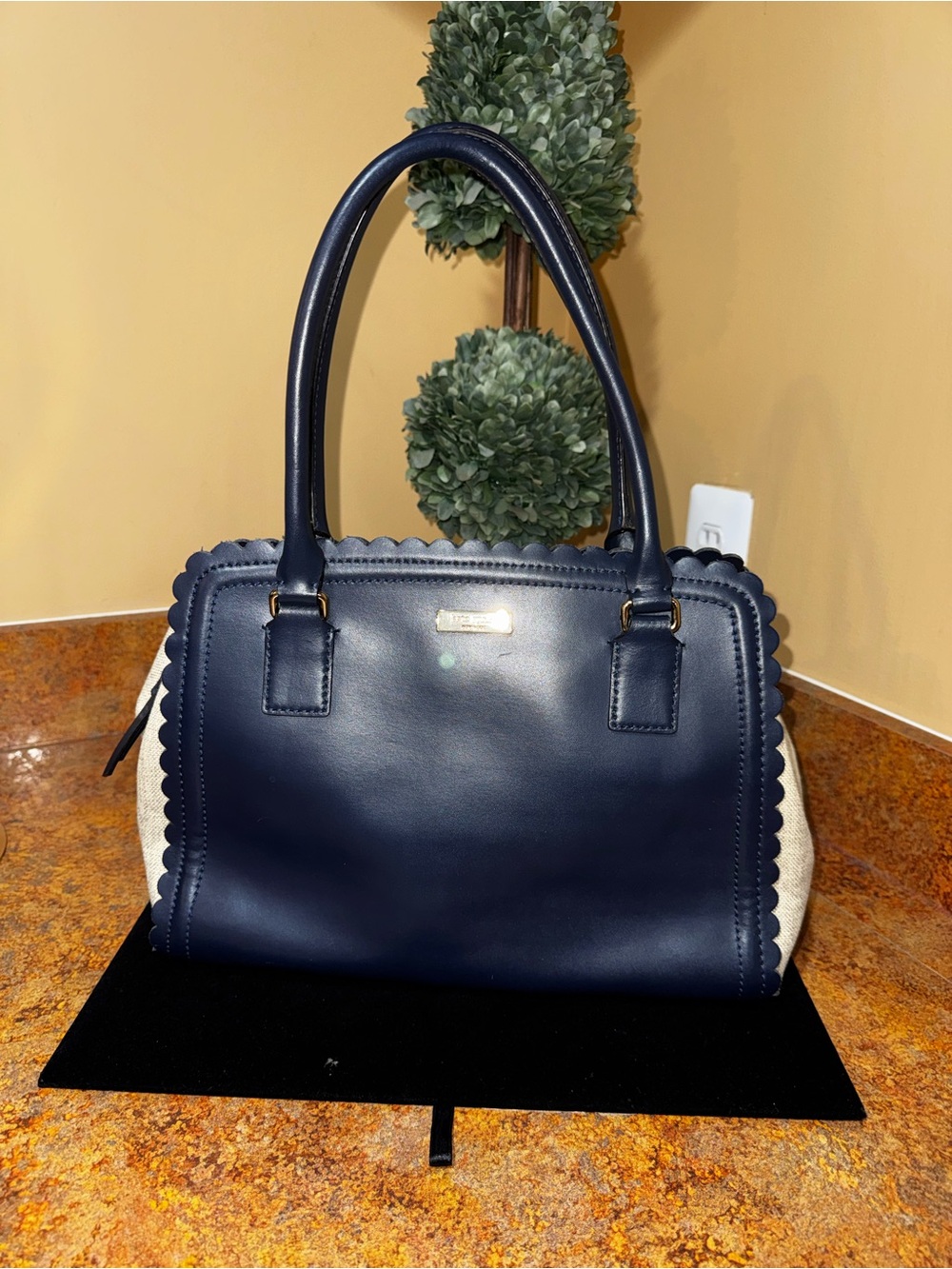 Kate Spade Marguerite Lilac Road Fabric Tote Natural Midnight